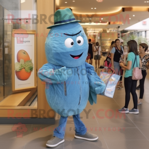 Teal Pepper mascot costume character dressed with a Chambray Shirt and Clutch bags