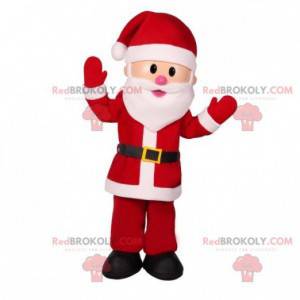 Mascote do Papai Noel em roupa vermelha e branca -