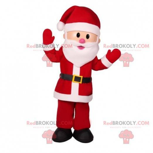 Mascotte di Babbo Natale in abito rosso e bianco -
