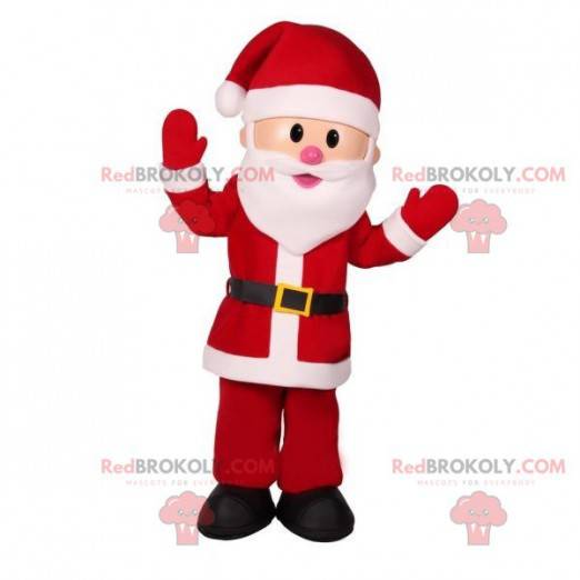 Weihnachtsmann-Maskottchen im roten und weißen Outfit -