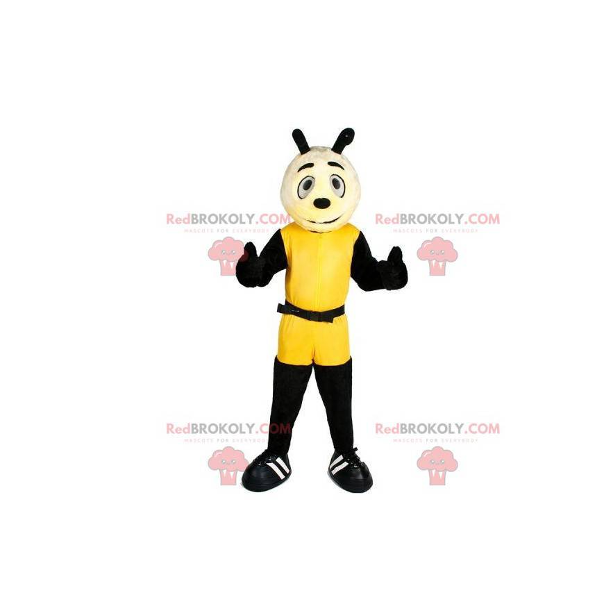 Mascote gigante abelha amarela e preta. Mascote inseto -