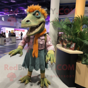 Spinosaurus mascot costume character dressed with a Cardigan and Tie pins -  Mascot Costumes -  Sizes L (175-180CM)