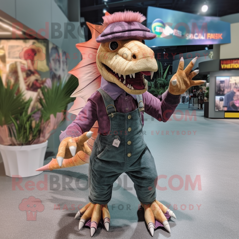 nan Spinosaurus mascot costume character dressed with a Corduroy Pants and Hair clips nan Spinosaurus mascot costume character dressed with a Corduroy Pants and Hair clips