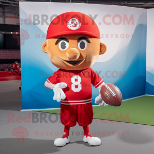 Red American Football Helmet mascot costume character dressed with a Circle Skirt and Pocket squares