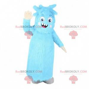 Mascotte de monstre bleu poilu. Costume bleu tout poilu -