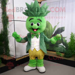 Forest Green Pineapple mascot costume character dressed with a Poplin Shirt and Bow ties