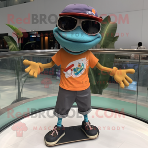 nan Skateboard mascot costume character dressed with a Tank Top and Earrings