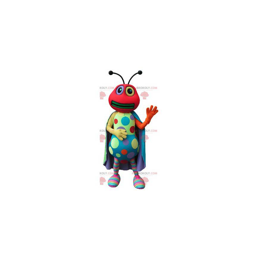Mascote inseto multicolorido com pontos coloridos -