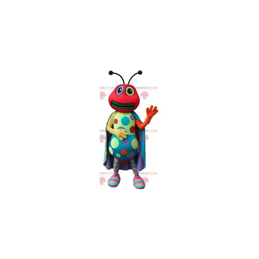 Mascotte d'insecte multicolore avec des pois colorés -