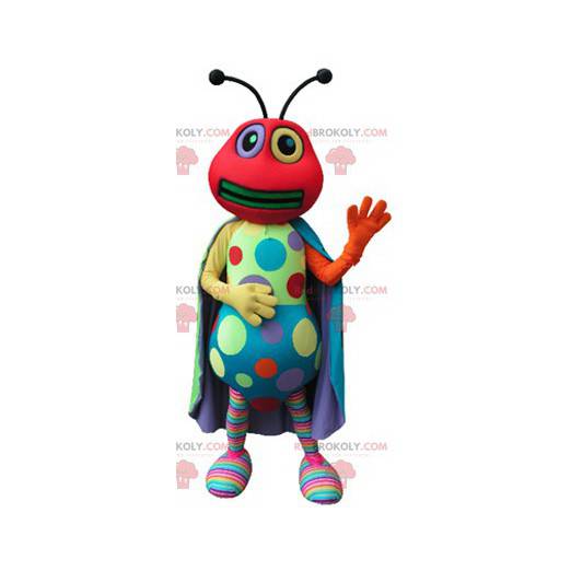 Mascote inseto multicolorido com pontos coloridos -
