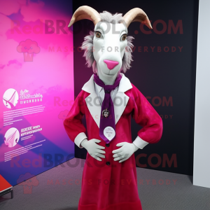 Magenta Goat mascot costume character dressed with a Suit and Scarf clips