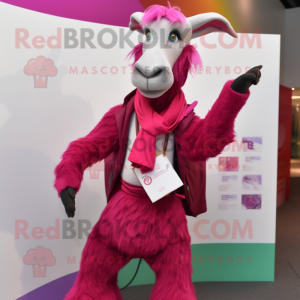 Magenta ged maskot kostume...