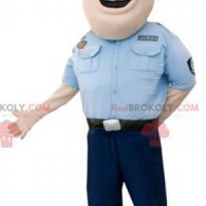 Muscular policeman mascot. Man in police uniform -