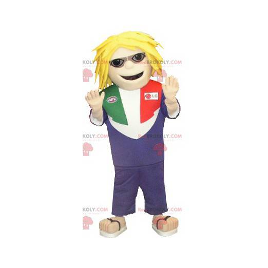 Mascot blond man with glasses and tap dance - Redbrokoly.com