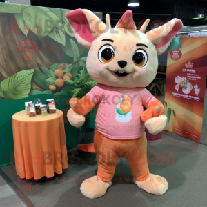 Peach Chupacabra mascot costume character dressed with a Henley Tee and Wraps
