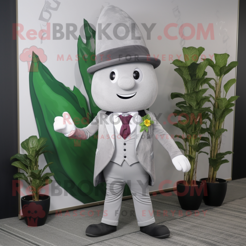 Gray Beet mascot costume character dressed with a Blazer and Hats