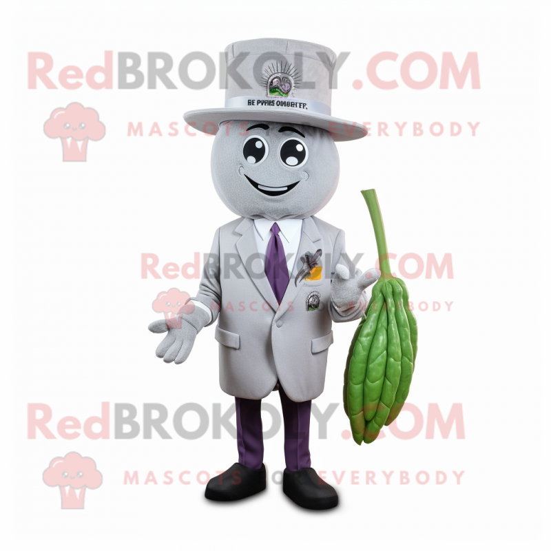 Gray Beet mascot costume character dressed with a Blazer and Hats