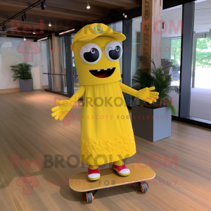 Gul skateboard maskot drakt...