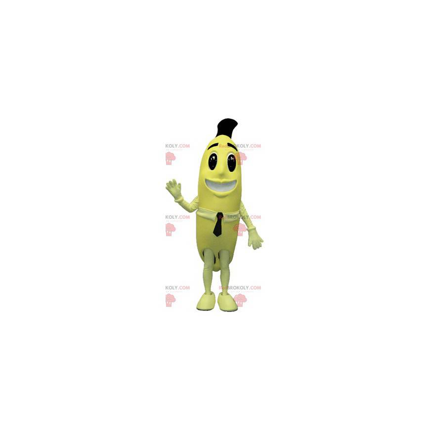 Mascota de plátano amarillo gigante. Traje de frutas -