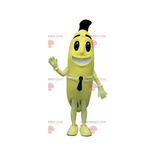 Mascotte de banane jaune géante. Costume de fruit -