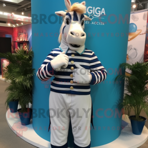 Navy Quagga mascot costume character dressed with a Waistcoat and Bracelet watches