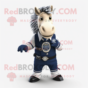 Navy Quagga mascot costume character dressed with a Waistcoat and Bracelet watches