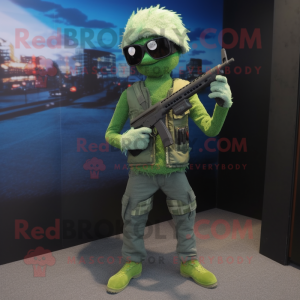 Grønn Sniper maskot drakt...