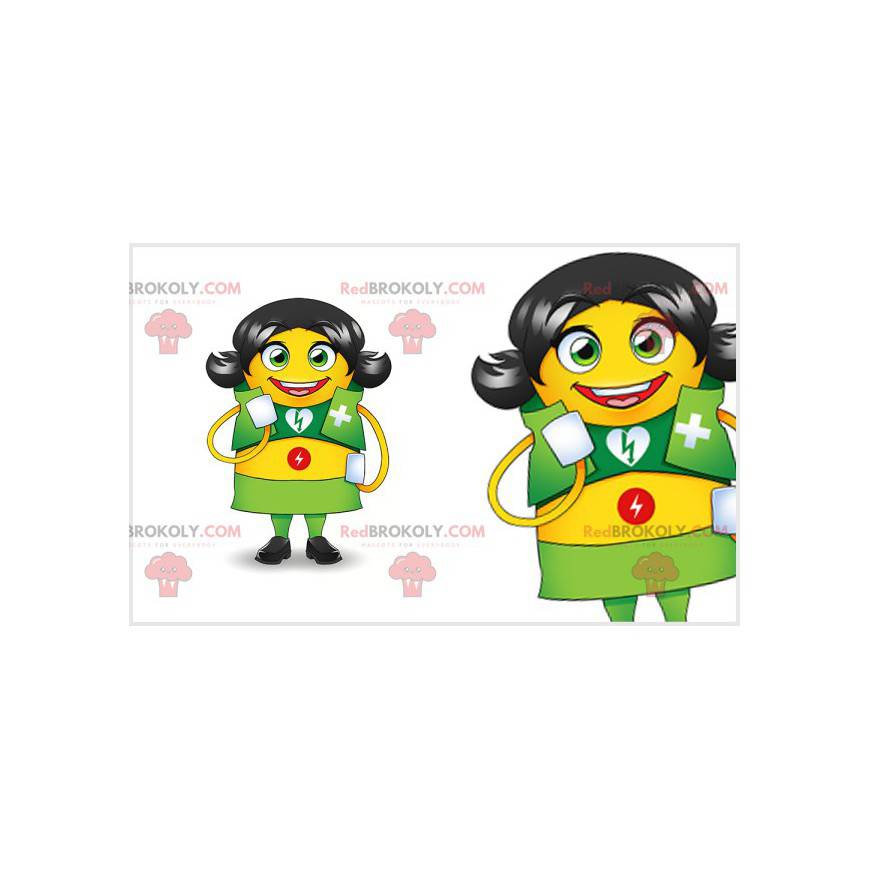 Brown nurse mascot with a green outfit - Redbrokoly.com