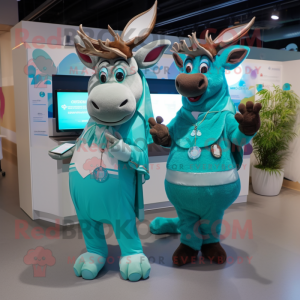 Turquoise Moose mascotte...