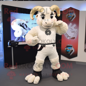 White Ram maskot kostume...