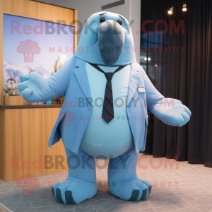 Sky Blue Walrus maskot...