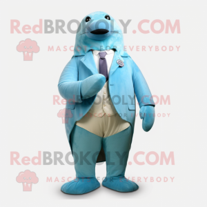 Sky Blue Walrus maskot...