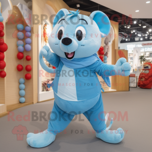 Sky Blue Rat maskot kostym...