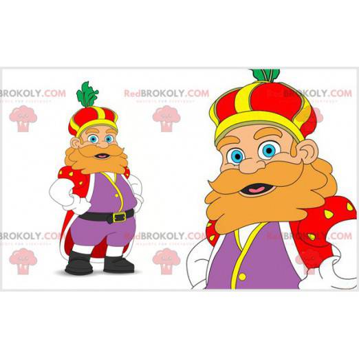 Plump and mustached red king mascot. King costume -