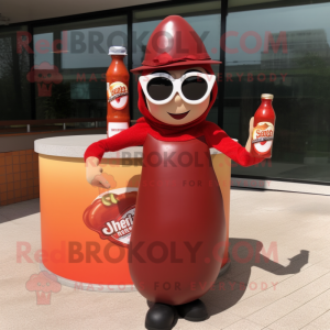 Brun flaske ketchup maskot...