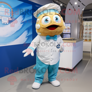 nan Fish And Chips mascot costume character dressed with a Overalls and Cufflinks