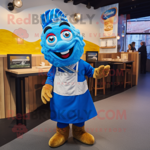 nan Fish And Chips mascot costume character dressed with a Overalls and Cufflinks