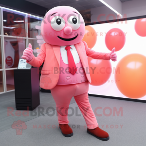 Pink Meatballs mascot costume character dressed with a Suit and Foot pads