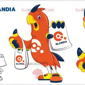 Oranžový modrý a žlutý pták papoušek maskot - Redbrokoly.com