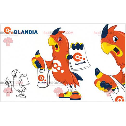 Orange blue and yellow bird parrot mascot - Redbrokoly.com