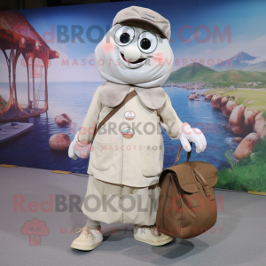 nan Oyster mascot costume character dressed with a Cargo Pants and Clutch bags