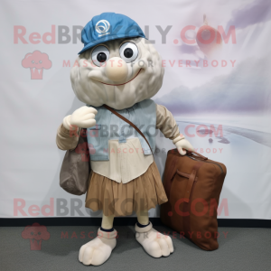 nan Oyster mascot costume character dressed with a Cargo Pants and Clutch bags