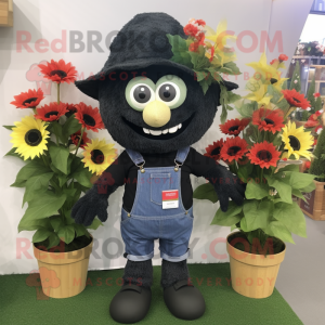Black Bouquet Of Flowers mascot costume character dressed with a Denim Shorts and Headbands