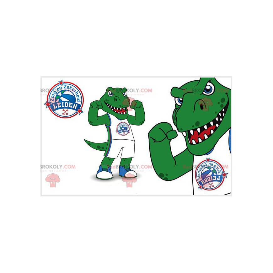 Mascotte de dinosaure vert féroce et intimidant - Redbrokoly.com