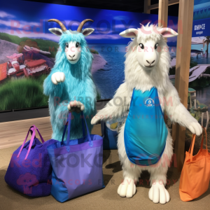 Blå Angora Goat maskot...