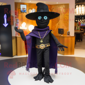 Black Magician mascot costume character dressed with a Bootcut Jeans and Necklaces