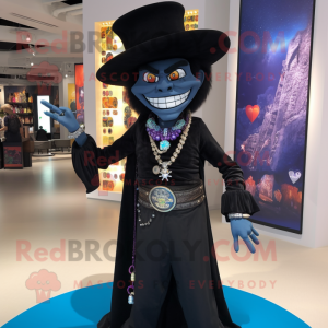 Black Magician mascot costume character dressed with a Bootcut Jeans and Necklaces