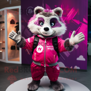 Magenta Raccoon maskotdräkt...