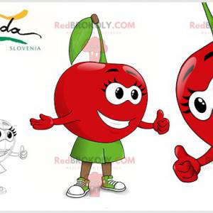 Very feminine red and green cherry mascot - Food Sizes L (175-180CM)