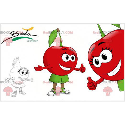 Mascota cereza roja y verde muy femenina - Redbrokoly.com